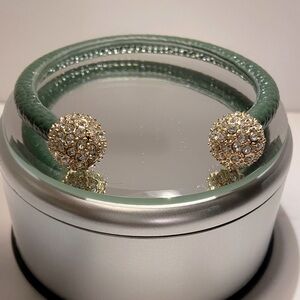 Forest Green Cuff with Gold Crystal Pave Accents